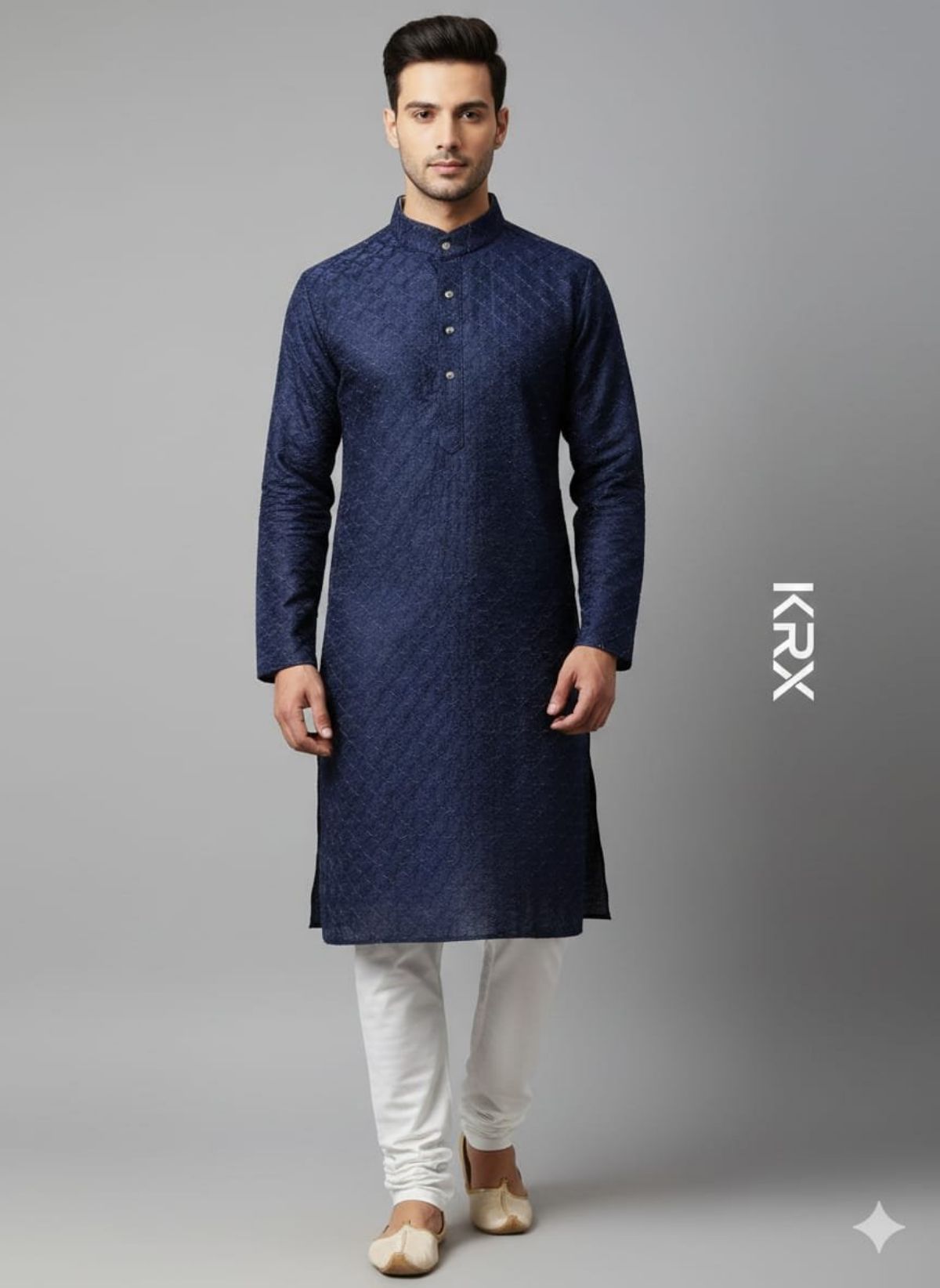 KRX Men's Designer W Printed Poly Viscose Kurta Pajama Set