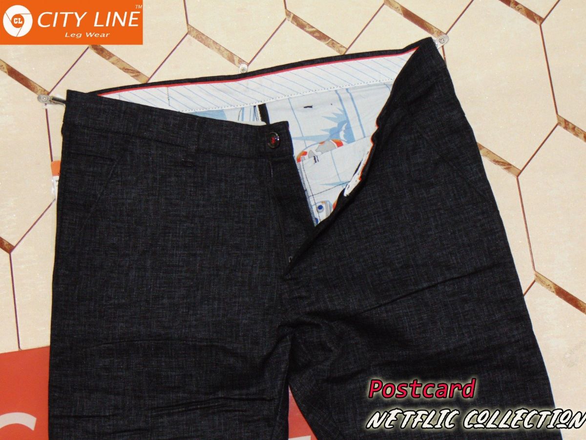Men's cotton Knitted PostCard Navy Blue Pants-9068