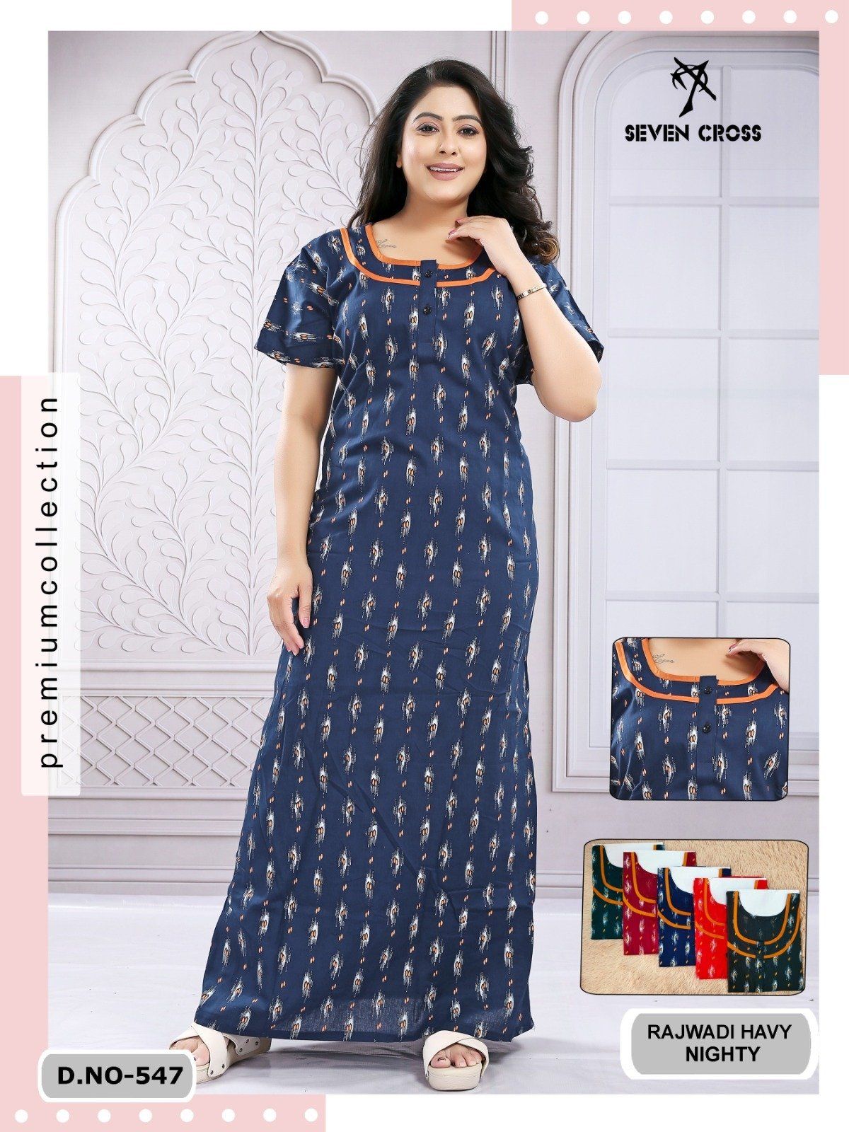 Seven Cross Women's Rajwadi Cotton Nighty D No-547