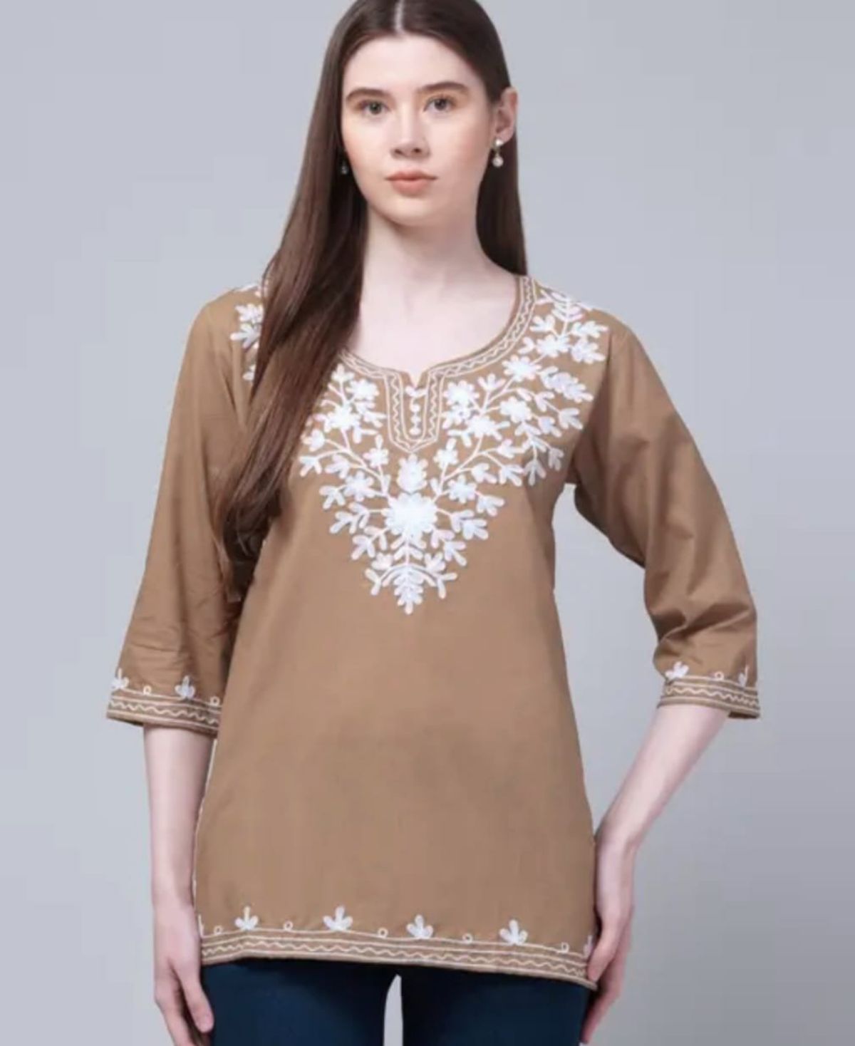 Women's Plain Short Cotton Kurta