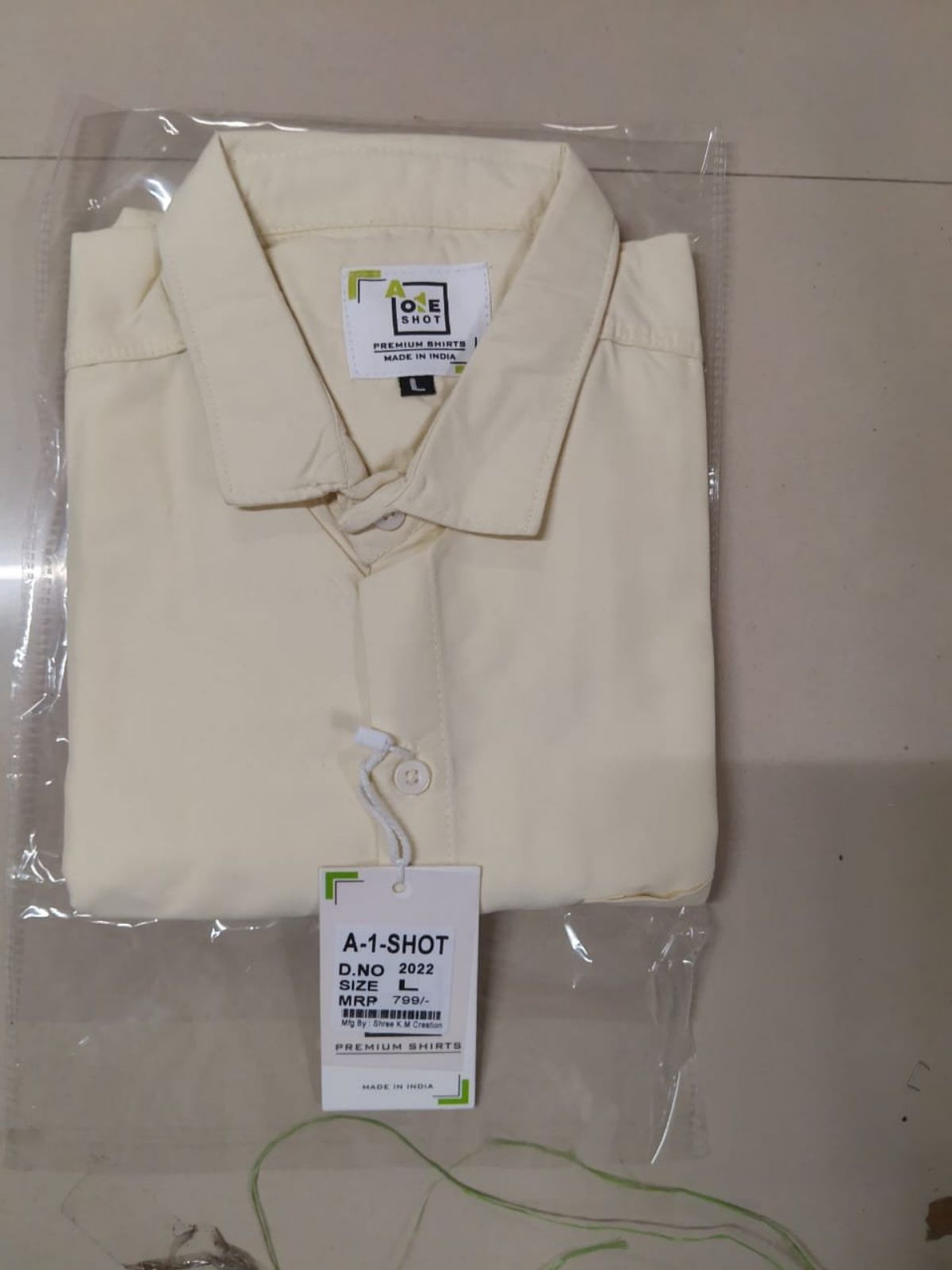 Shree Yash Both Side Laffer Men's Plain Shirts- Cream