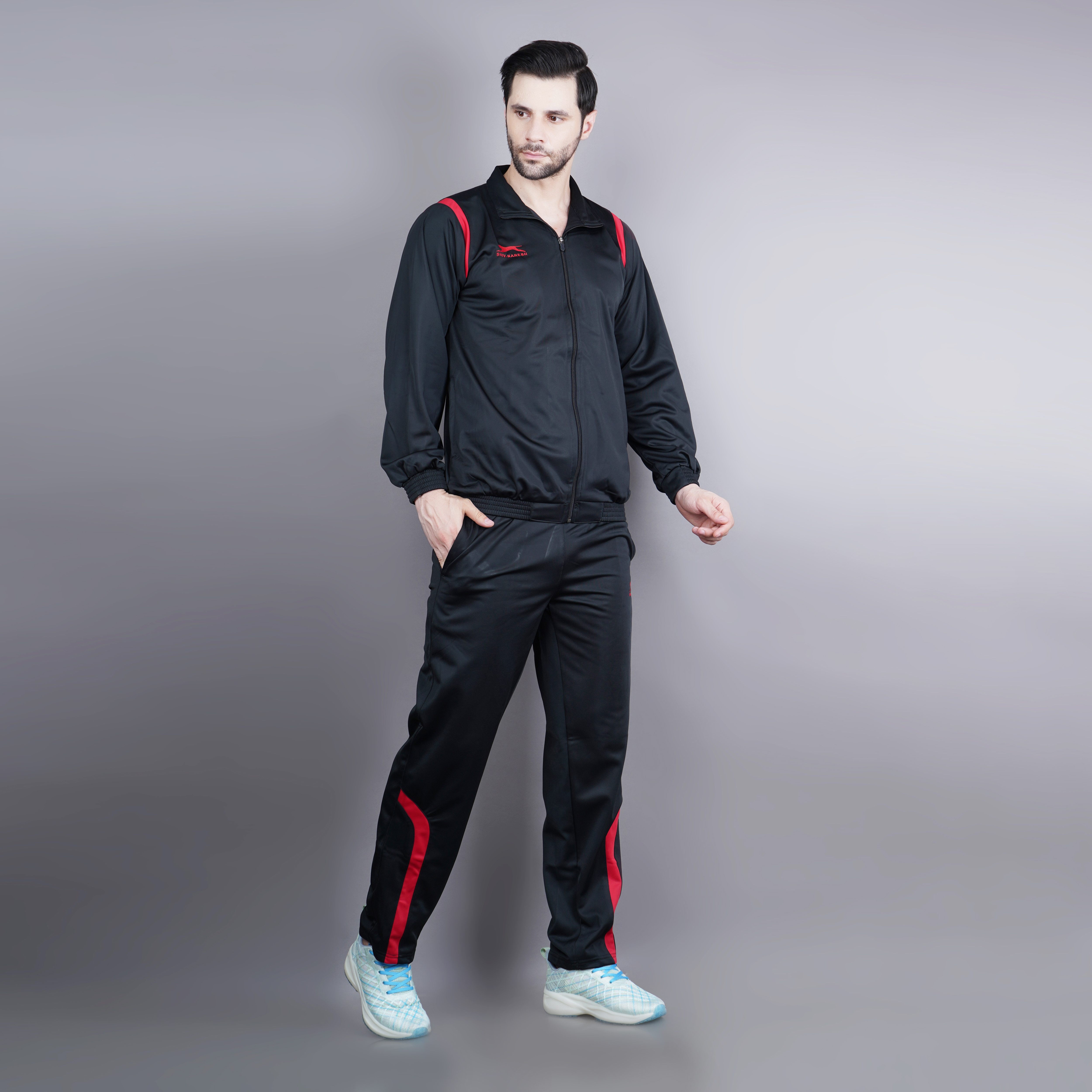 Men's Tracksuit  428A-TP-Black/Red-3XL