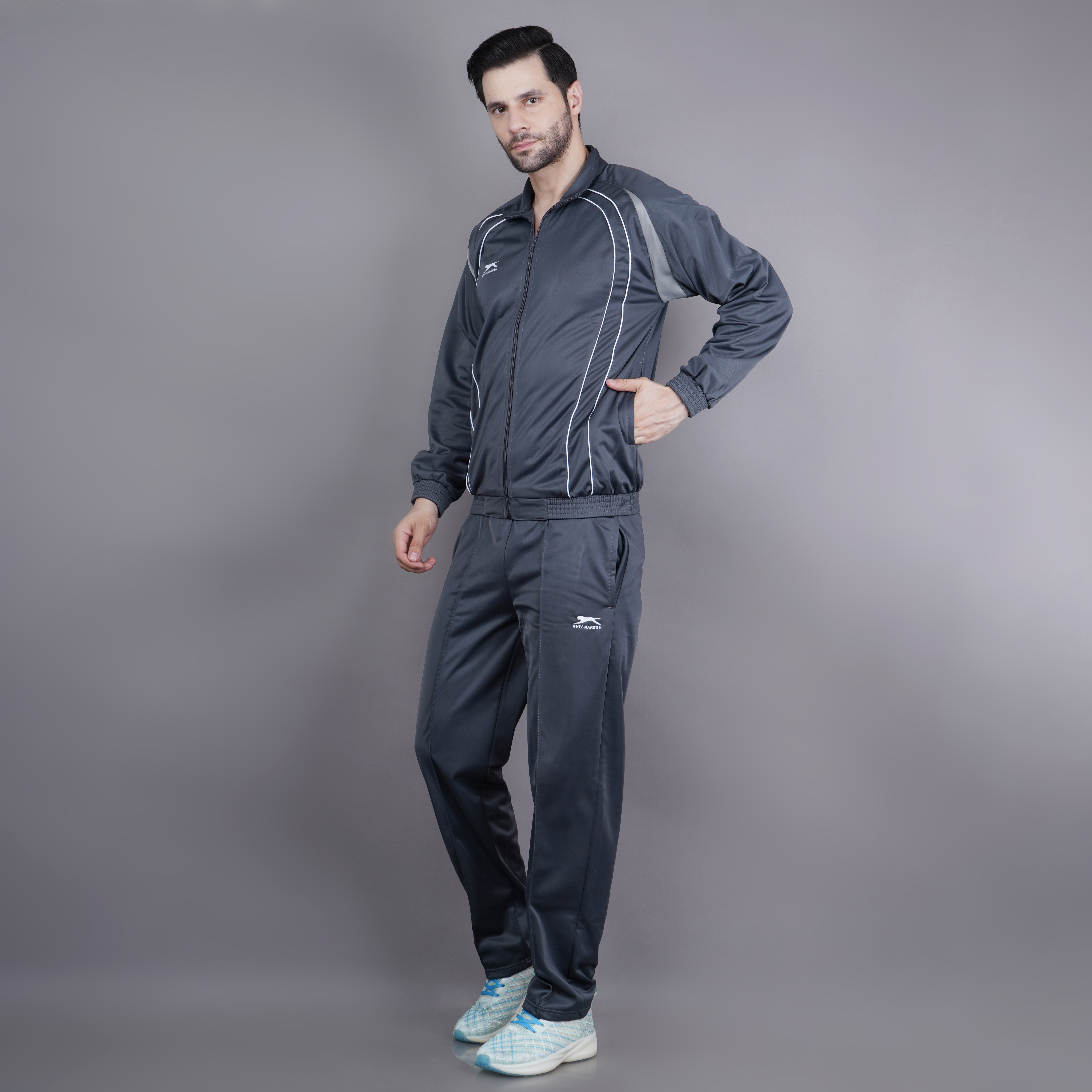 Men's Tracksuit  435A-TP-D.Grey/L.Grey/White-XL