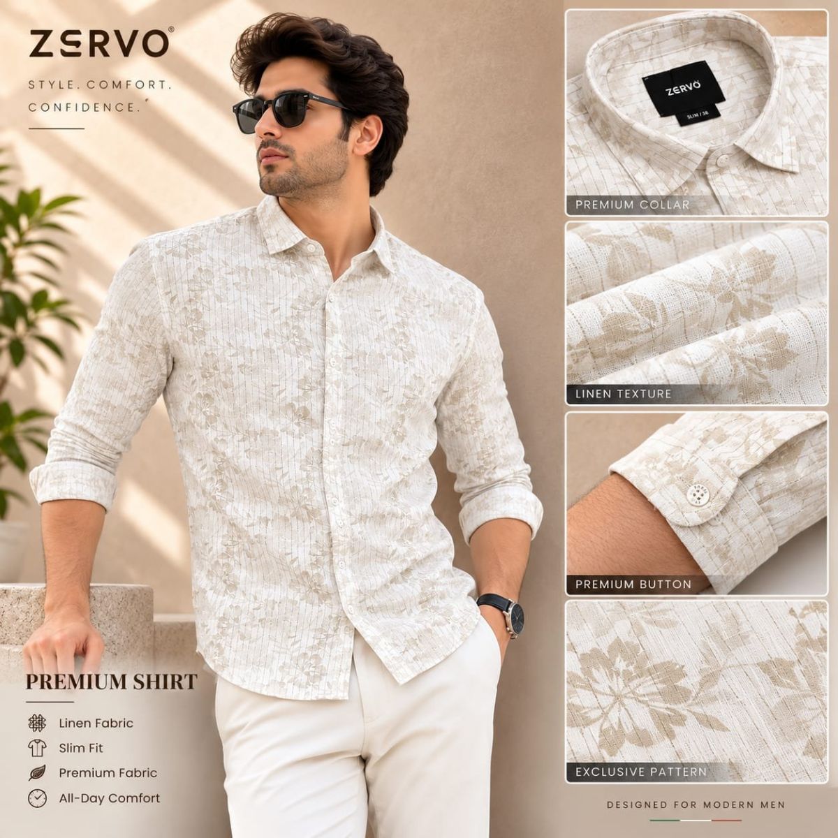 Zervo Men's Linen Printed Shirts