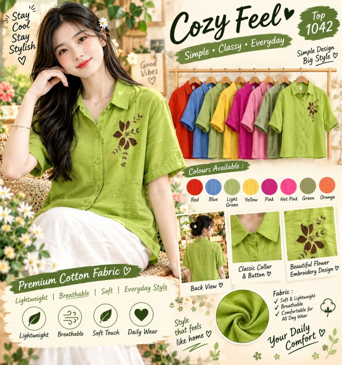 Women's Korean Top Type Shirts-1042
