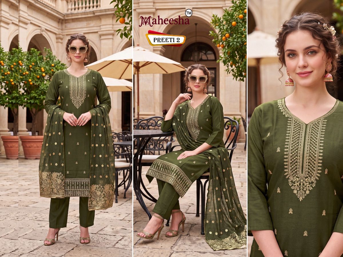 Rani Vastram Women's Ethnic Wear Suit & Bottom Set with Dupatta- Preeti-2
