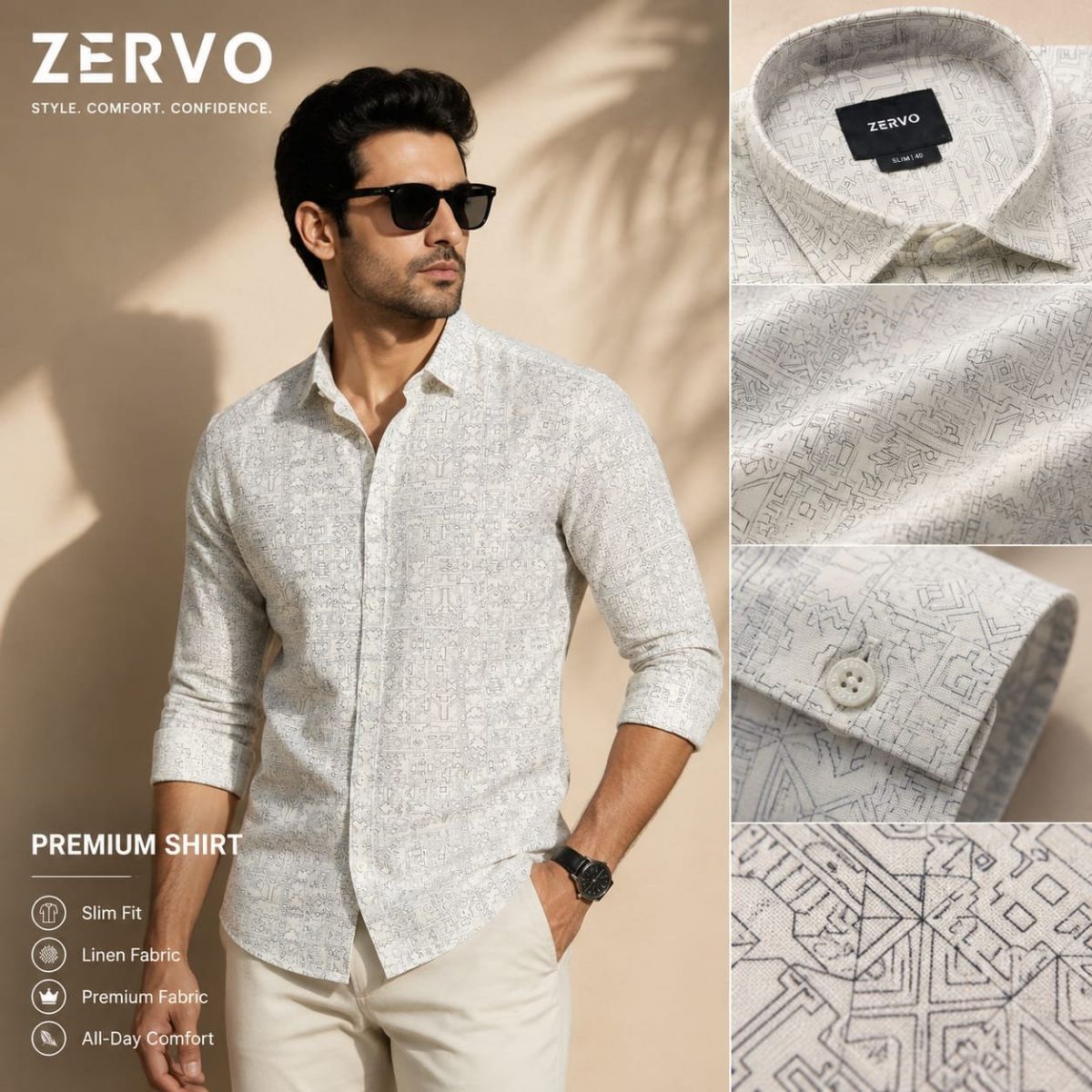 Zervo Men's Linen Printed Shirts