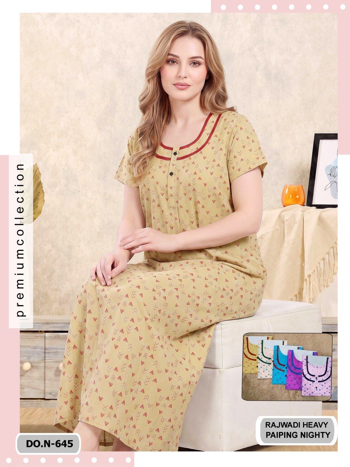 Seven Cross Women's Rajwadi Cotton Nighty D No-645