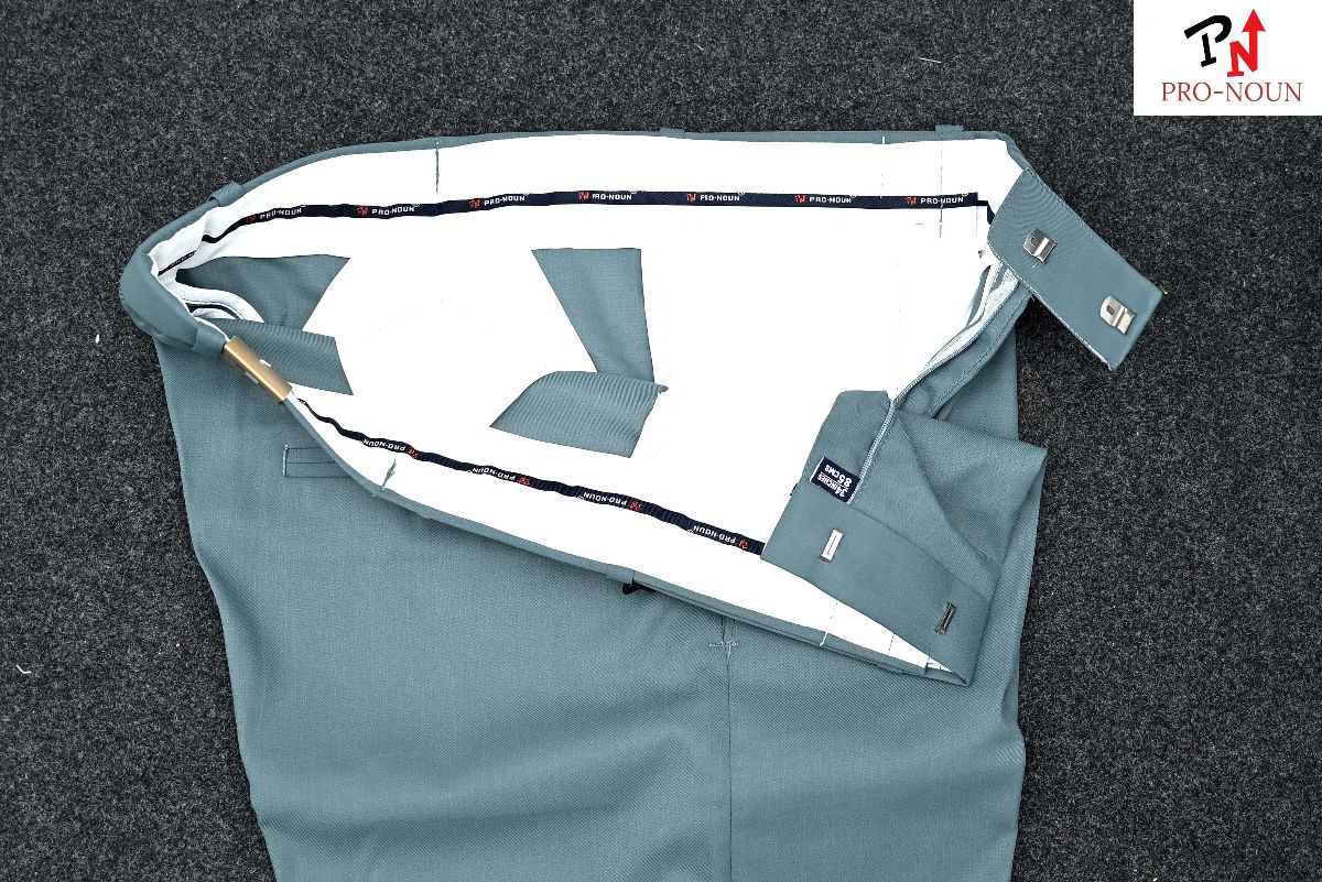 Pro-Noun Men's Men's Formal Trouser Pants With Adjustable belt D No- Signature 292-8 (28-32)- Silk Blue