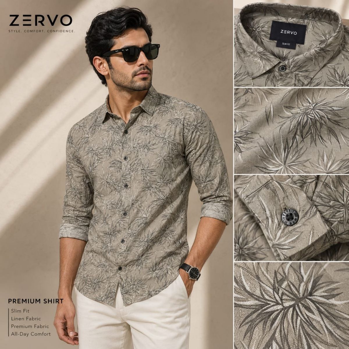 Zervo Men's Linen Printed Shirts
