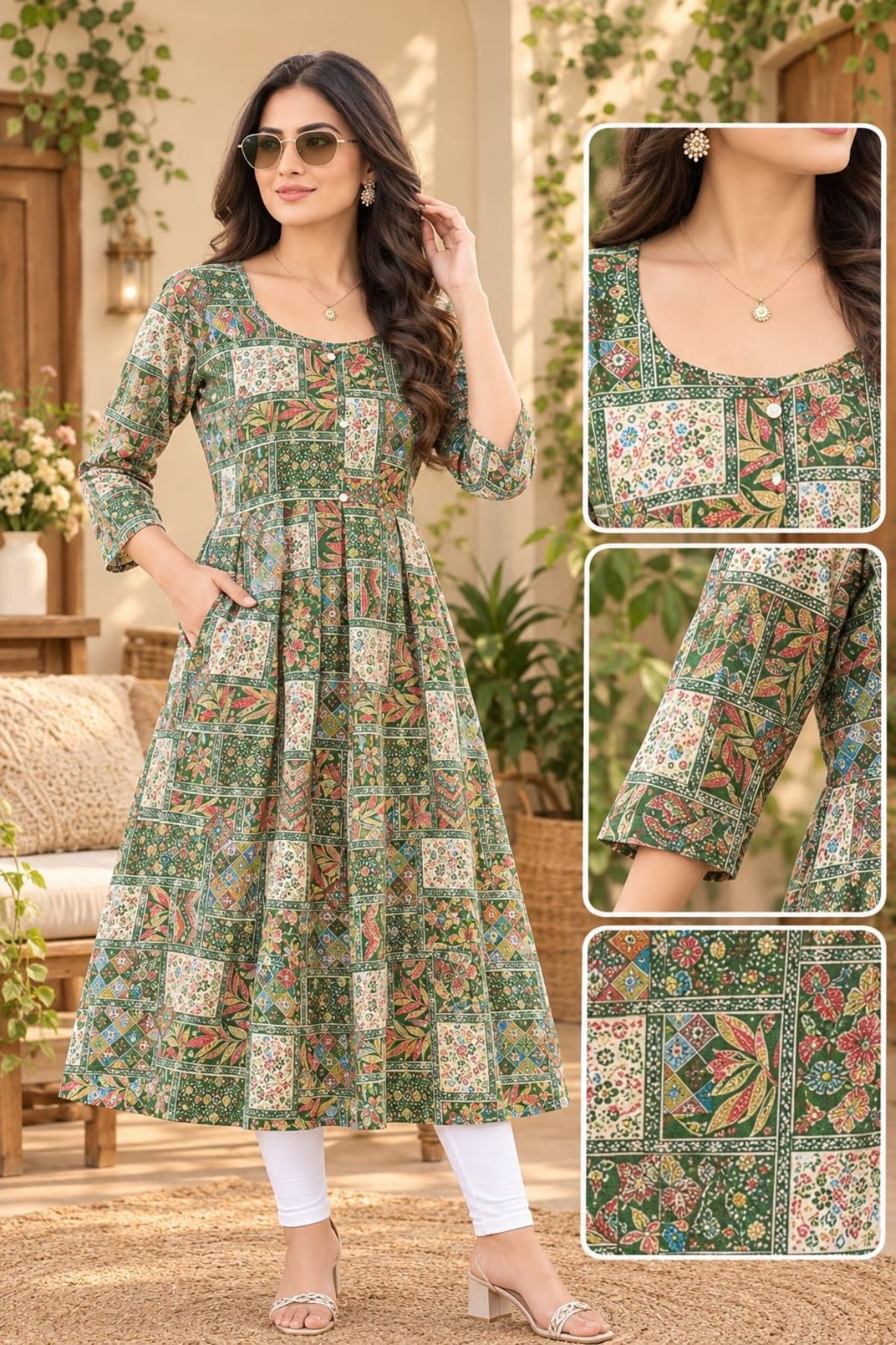 Women's Rayon Ghera Kurti