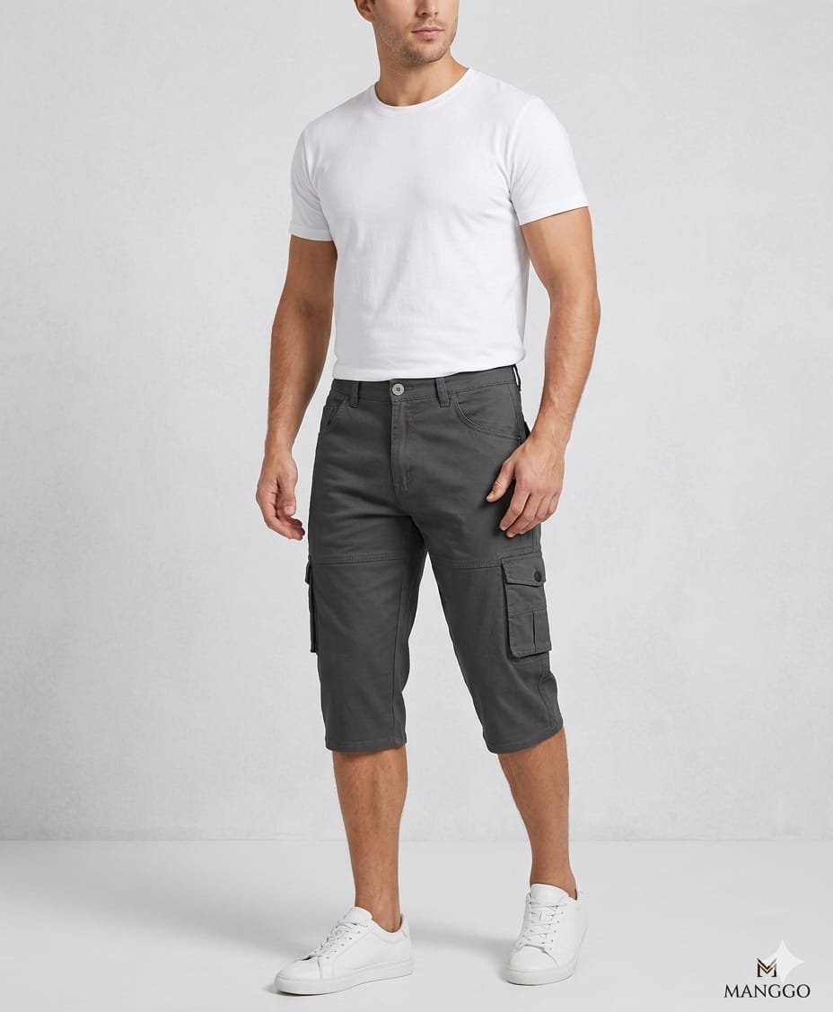 Mango Six Pockets Men's Capri- Grey
