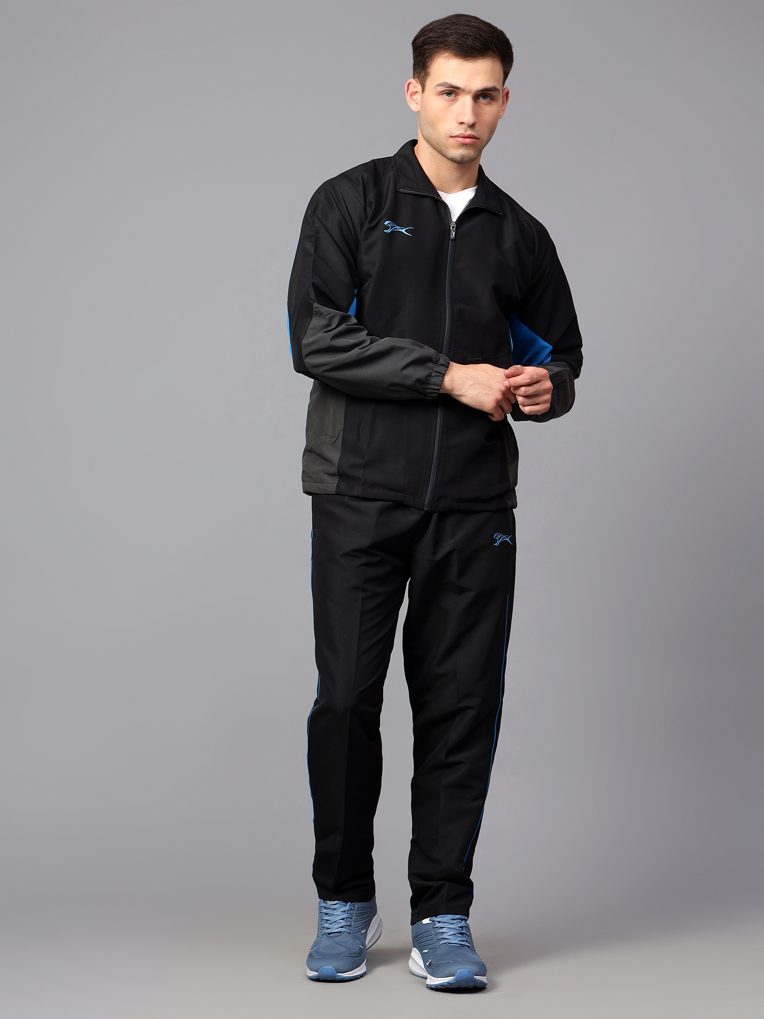 Men's Tracksuit  446B-Black/Dark Grey/Turkish Blue-L-TZ