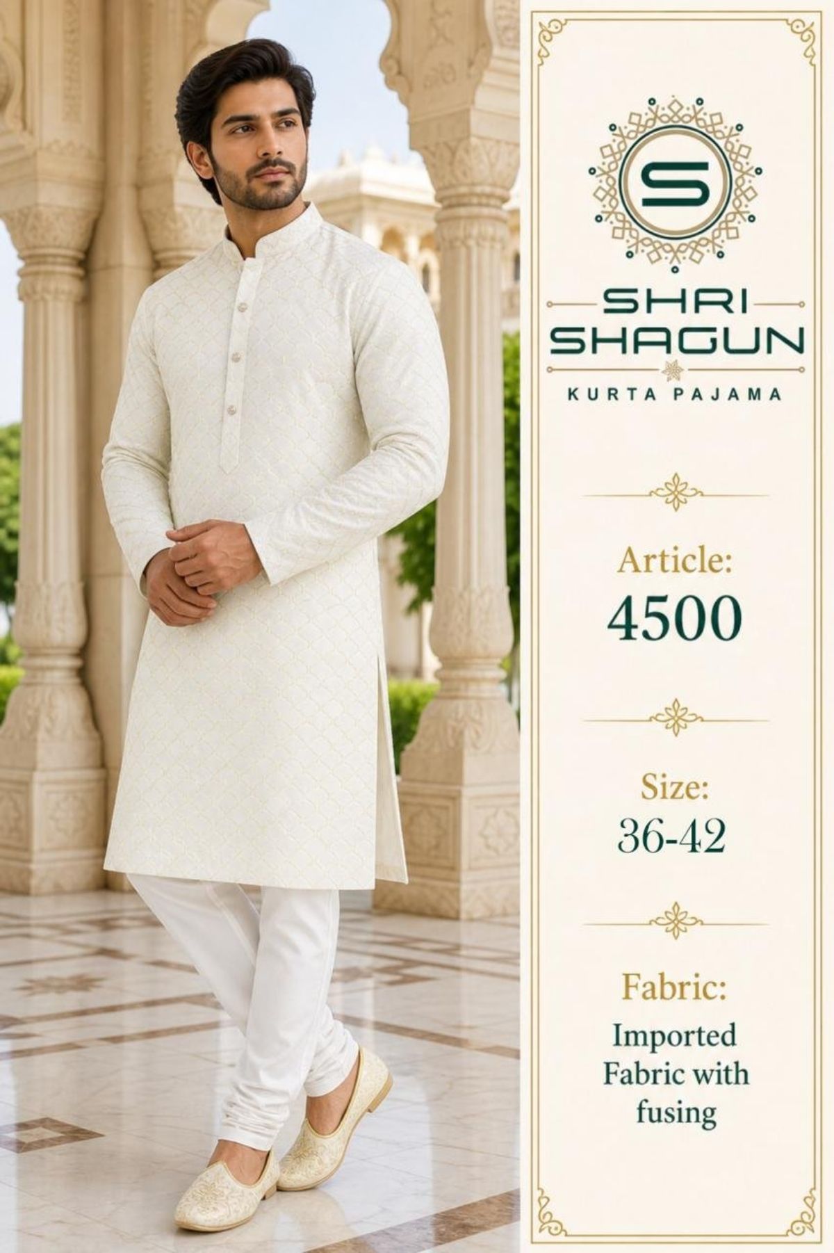 Shri Shagun Imported Fabric Kurta Pajama Set-4500