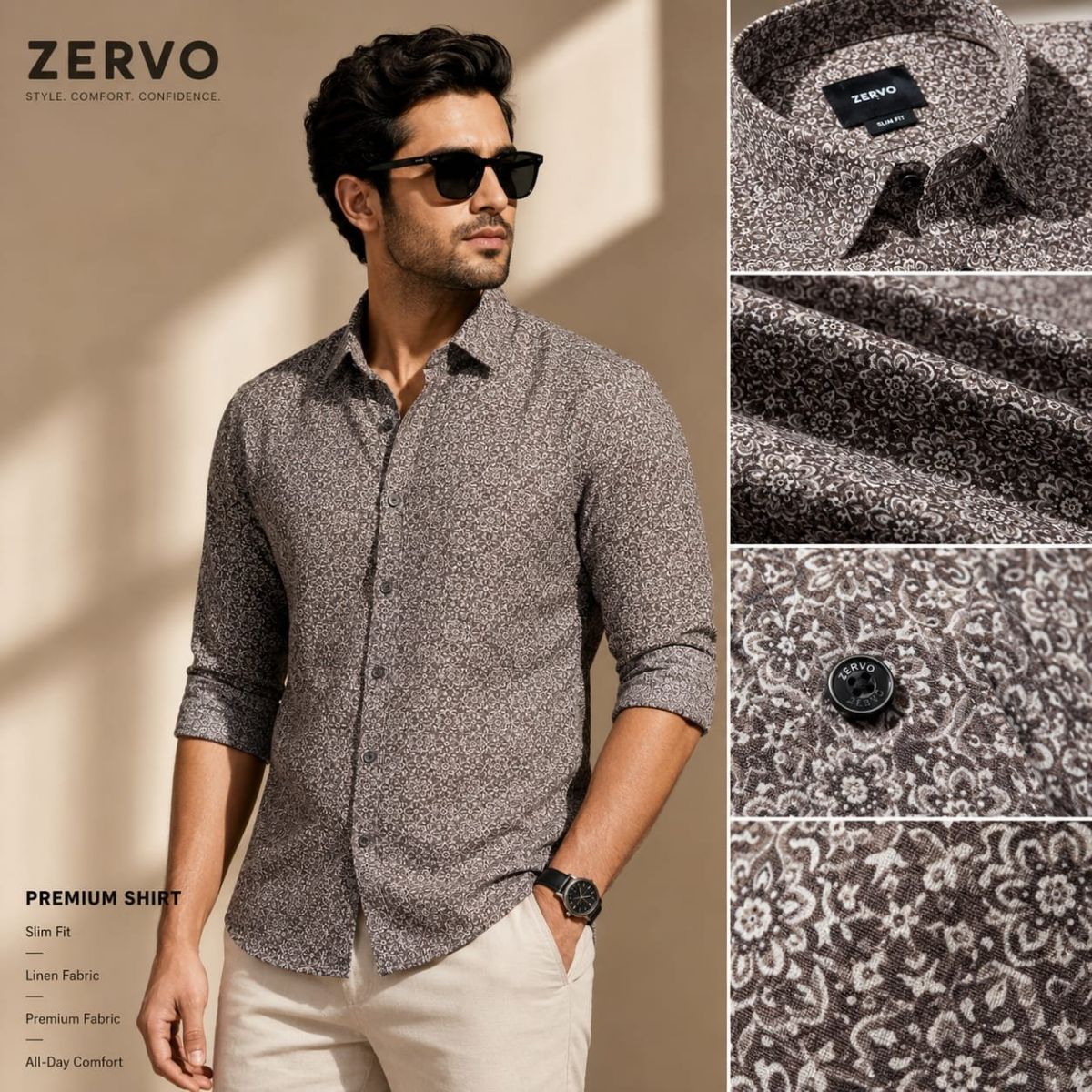 Zervo Men's Linen Printed Shirts