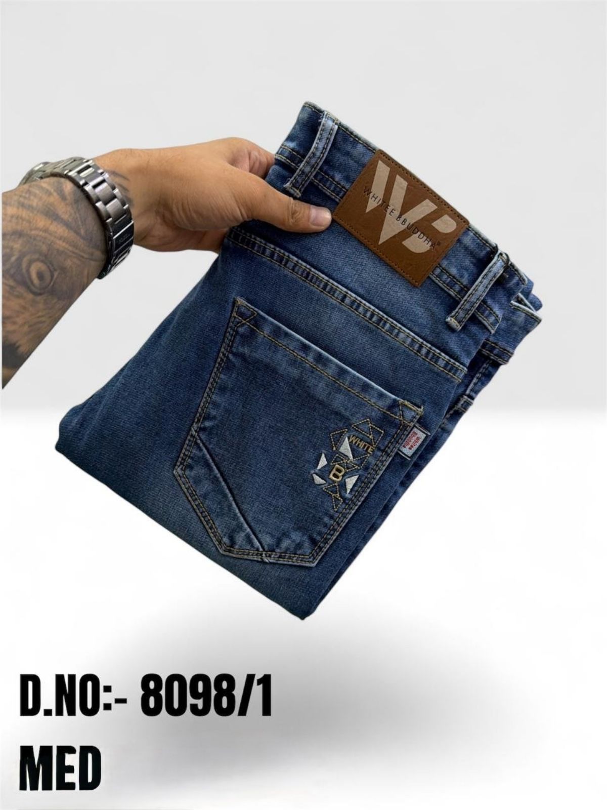 Whitee Budhha Men's Denim Cotton Knit Jeans -8098/1