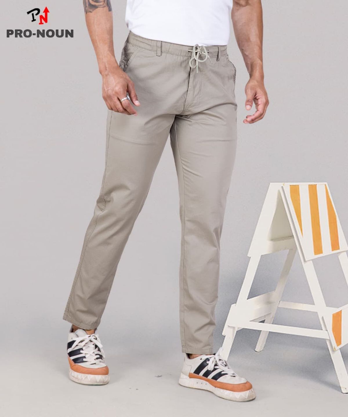 Pro-Noun Men's Lounge Wear Cotton Trackpant- D No- 1715 (4XL-6XL)-Cream