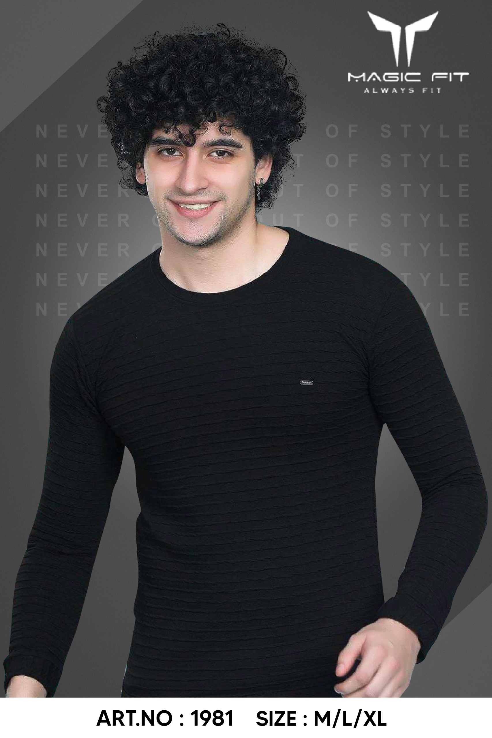 Magic fit Men's Knit Round Neck Full Sleeve Plain T-Shirt, Assorted