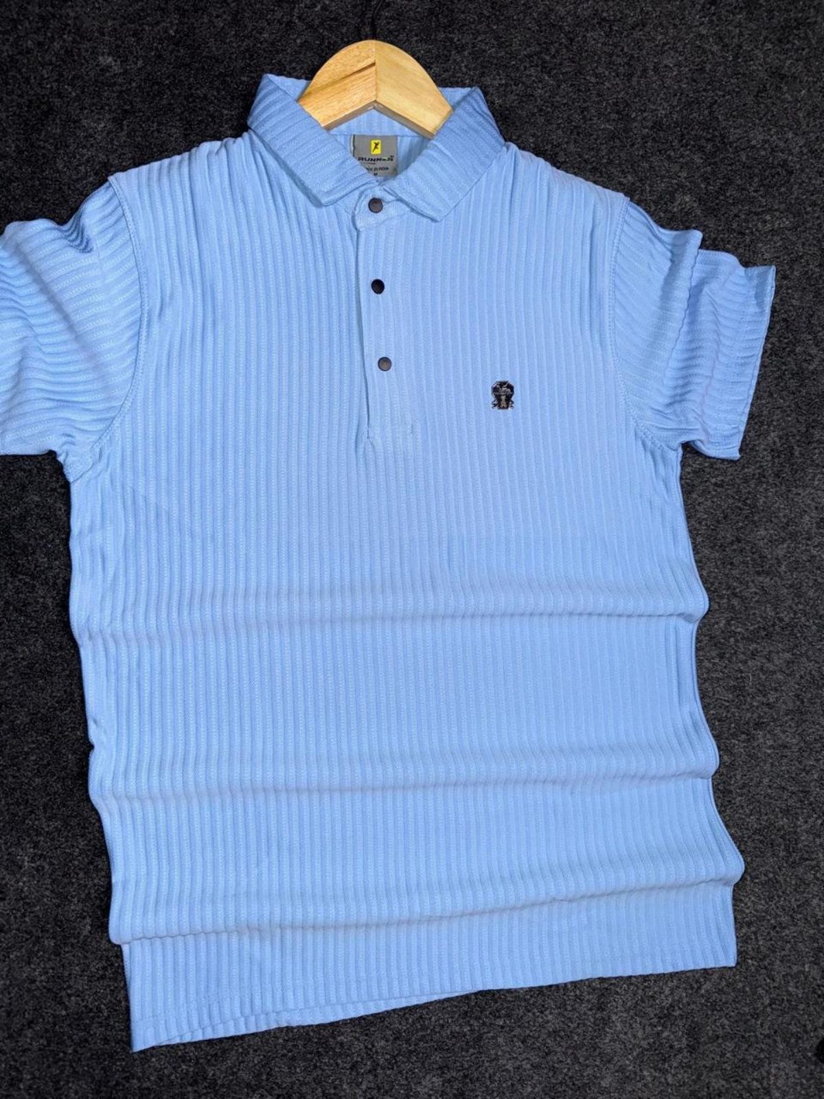 RUNNER Men's Coller Rib Half Sleeve Touch Button Polo T-shirts Set D No- 1121