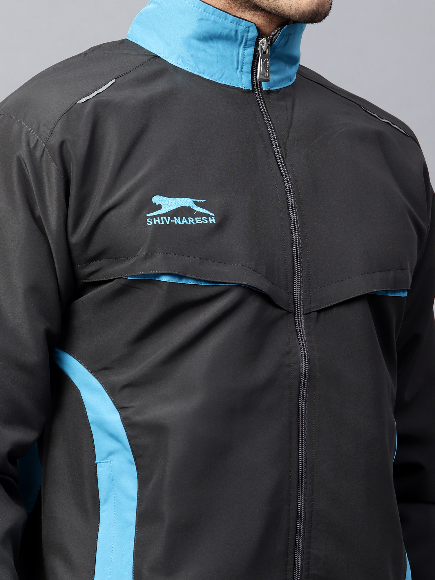 Men's Tracksuit  422A-Black/Cyan-3XL-TZ
