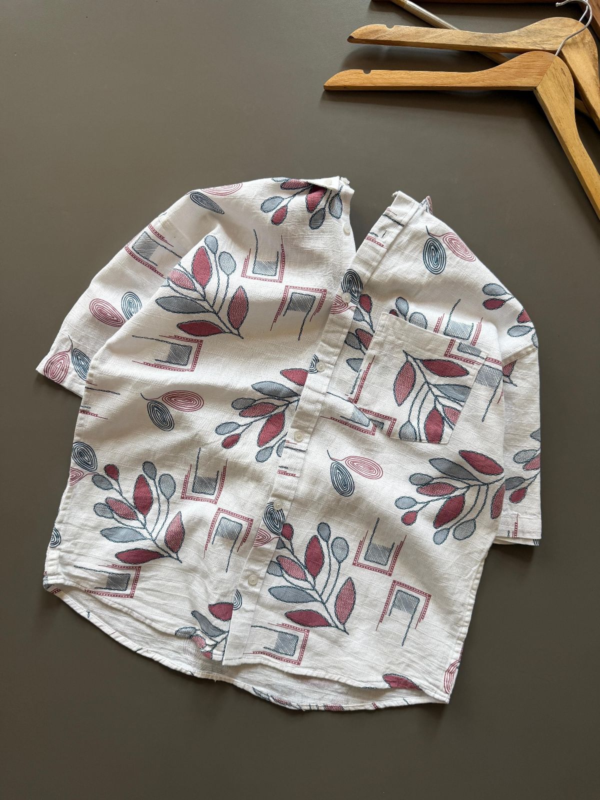 Men's Digital Print Linen Self Shirt