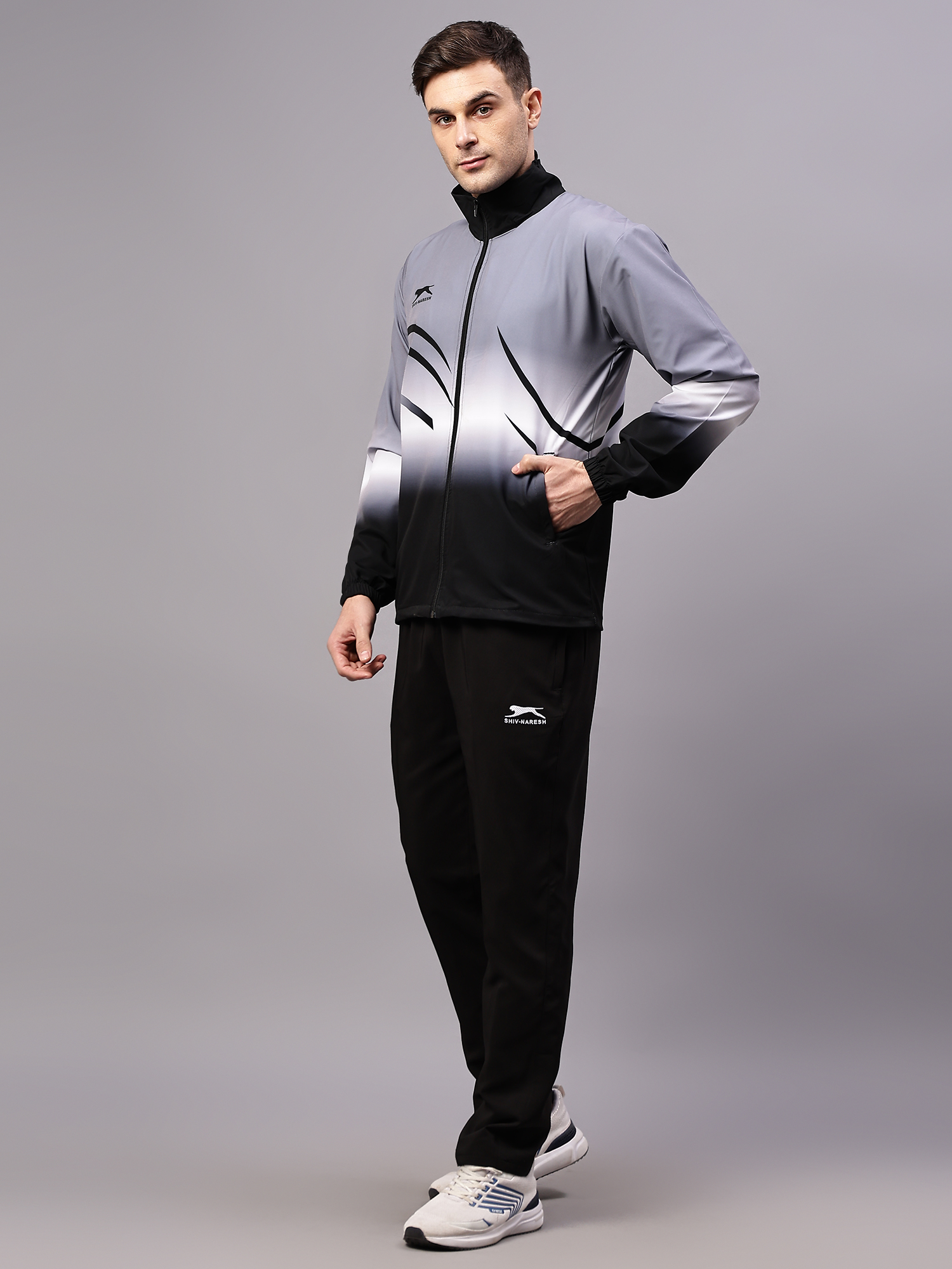 Men's Tracksuit  E-SNTSNXFS965_Black/D.Grey/White_S_NS Spandex