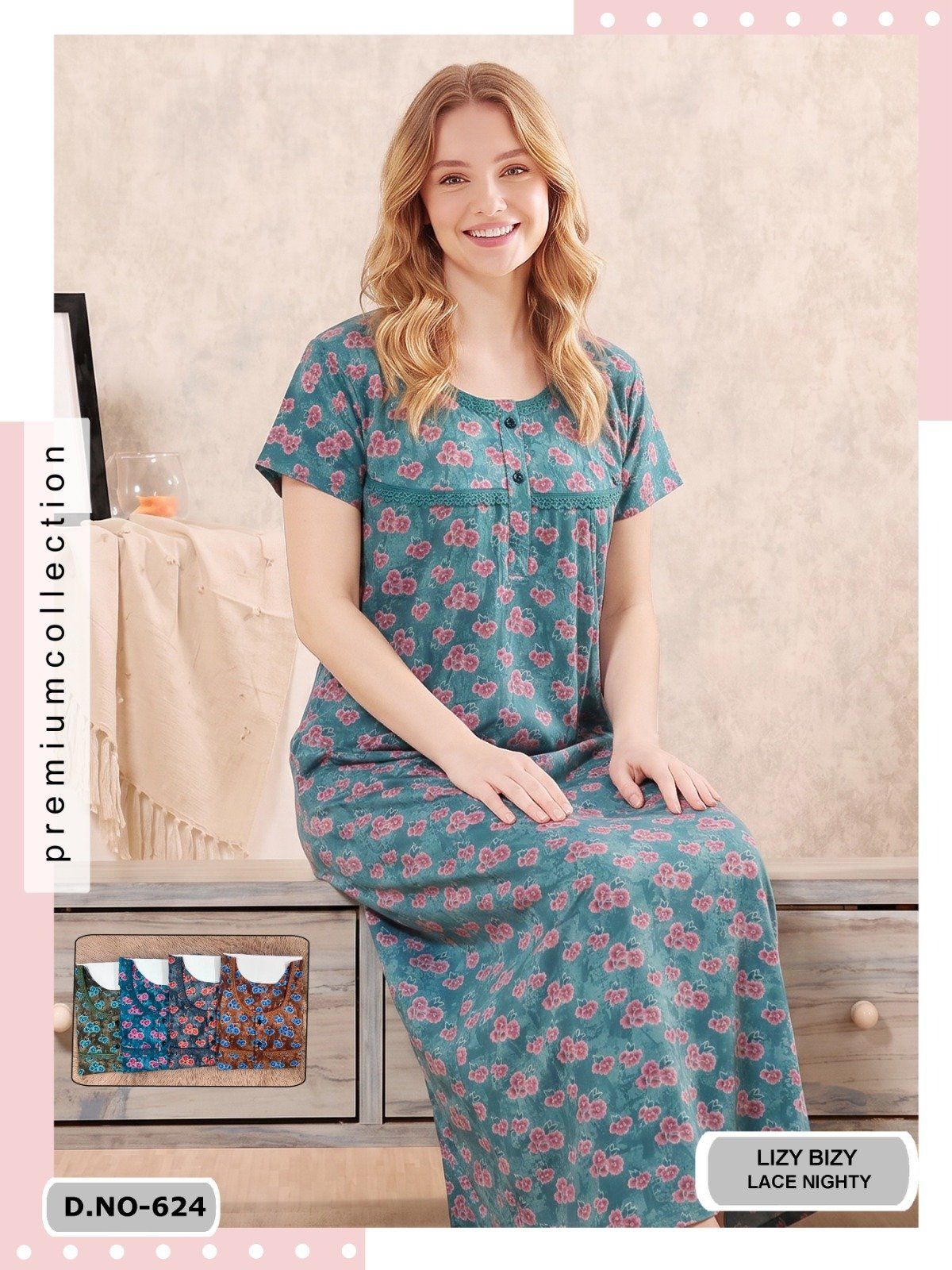 Seven Cross Women's Lizy Bizy Lace Nighty D No- 624