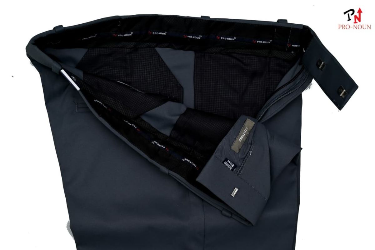 Pro-Noun Men's  Formal Trouser Pants With Adjustable belt D No- Copper Bento-(28-32)- Ace Grey