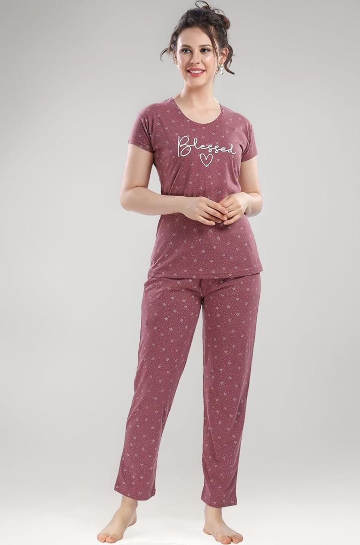 Women's Printed Cotton Night Suit