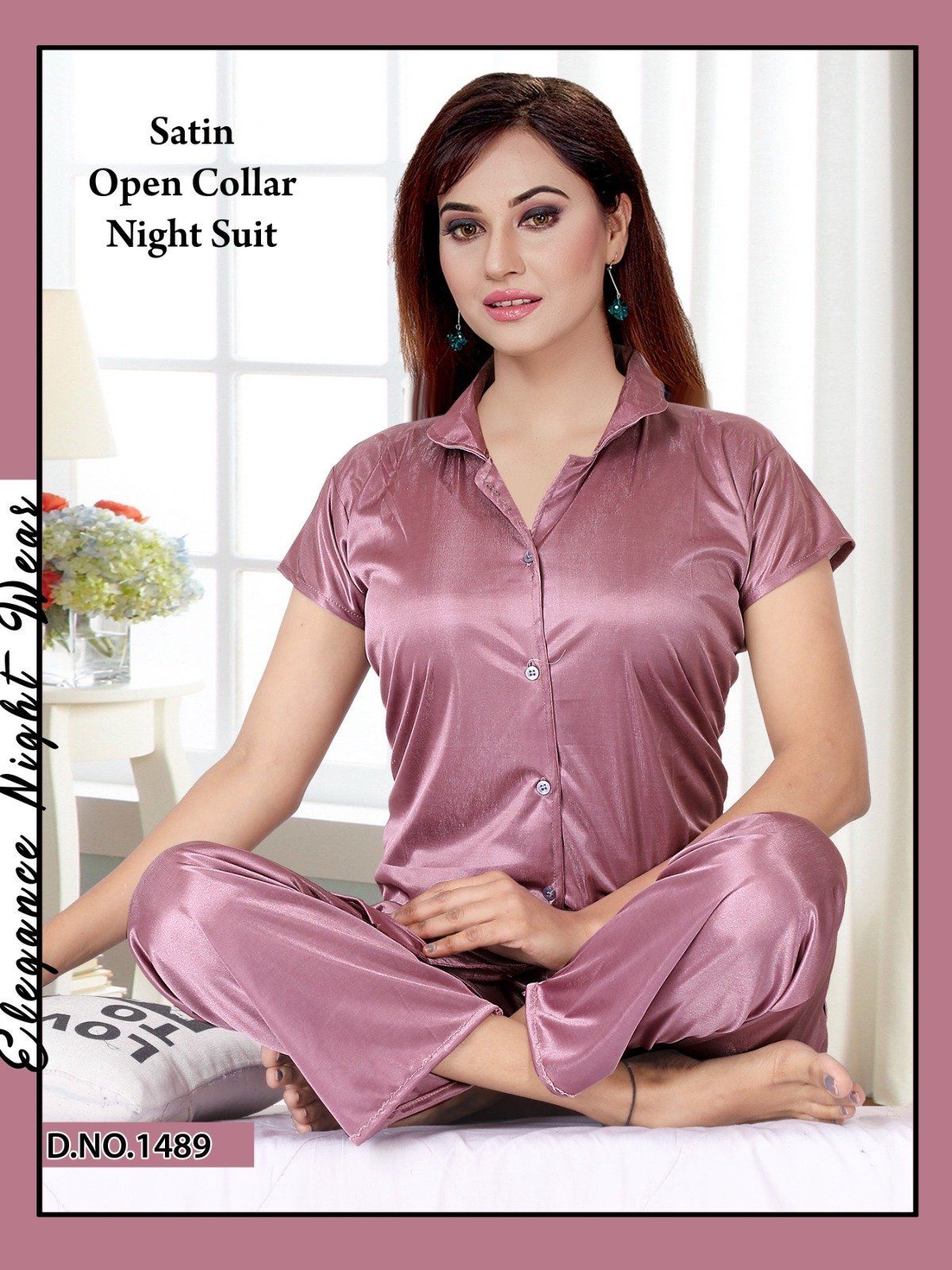 Seven Cross Women's Satin Night Suit Set D No- 1489