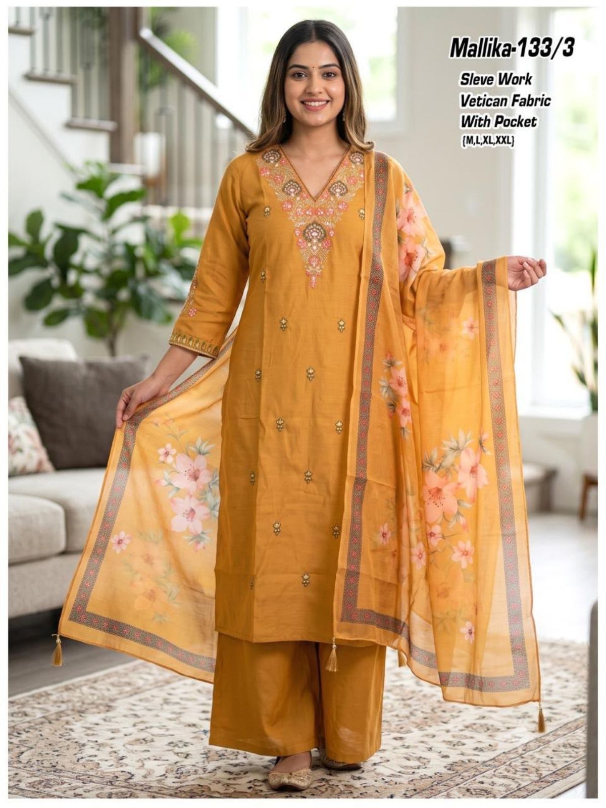 Women's Ethnic Wear Kurta Palazzo Set- Mallika-133/3