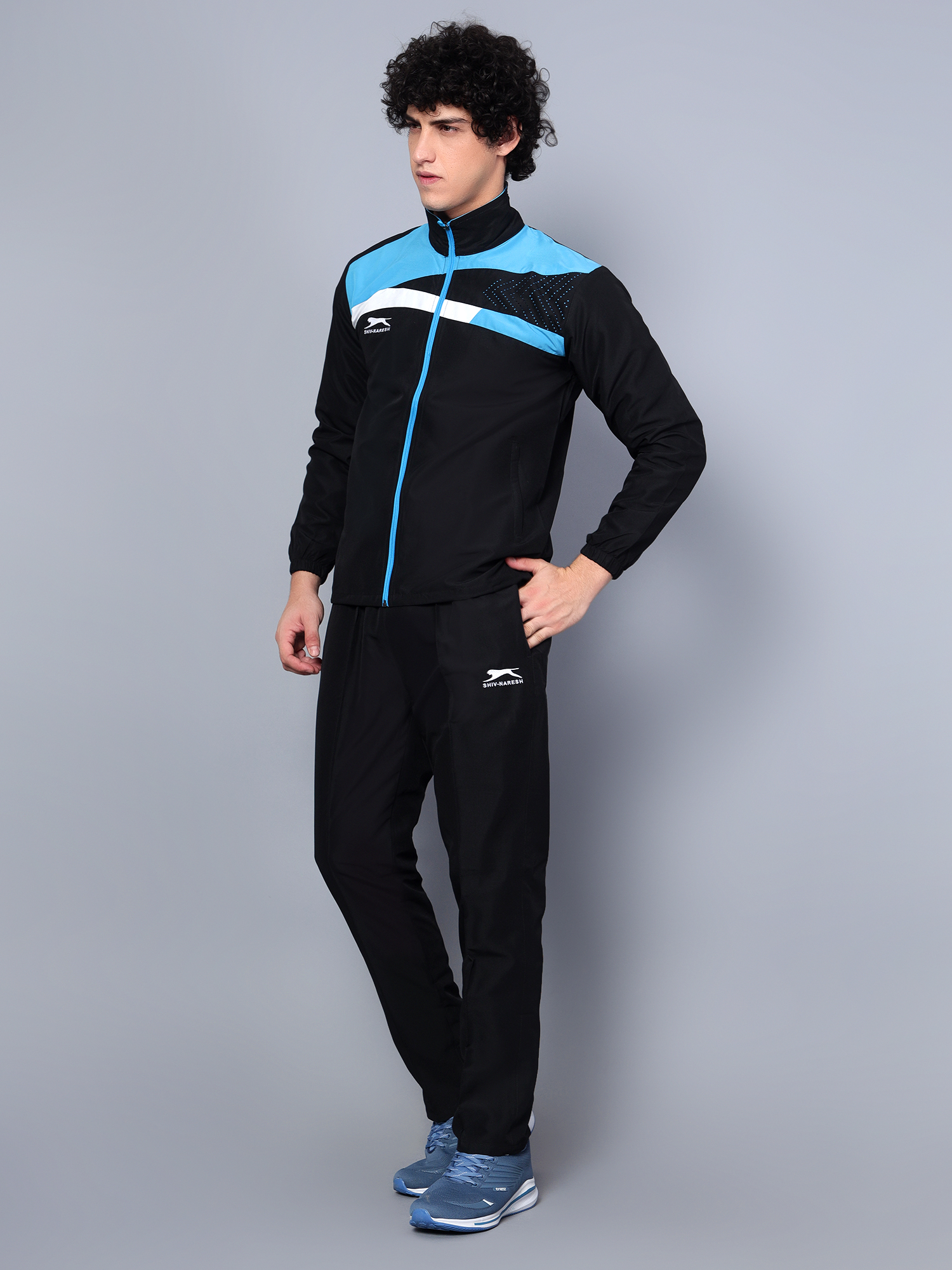 Men's Tracksuit  494A-Black/Cyan/White-3XL-TZ