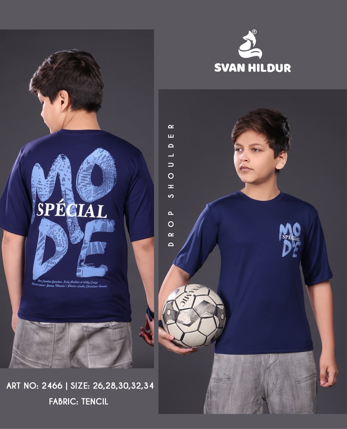 Down shoulder T-shirts for kids