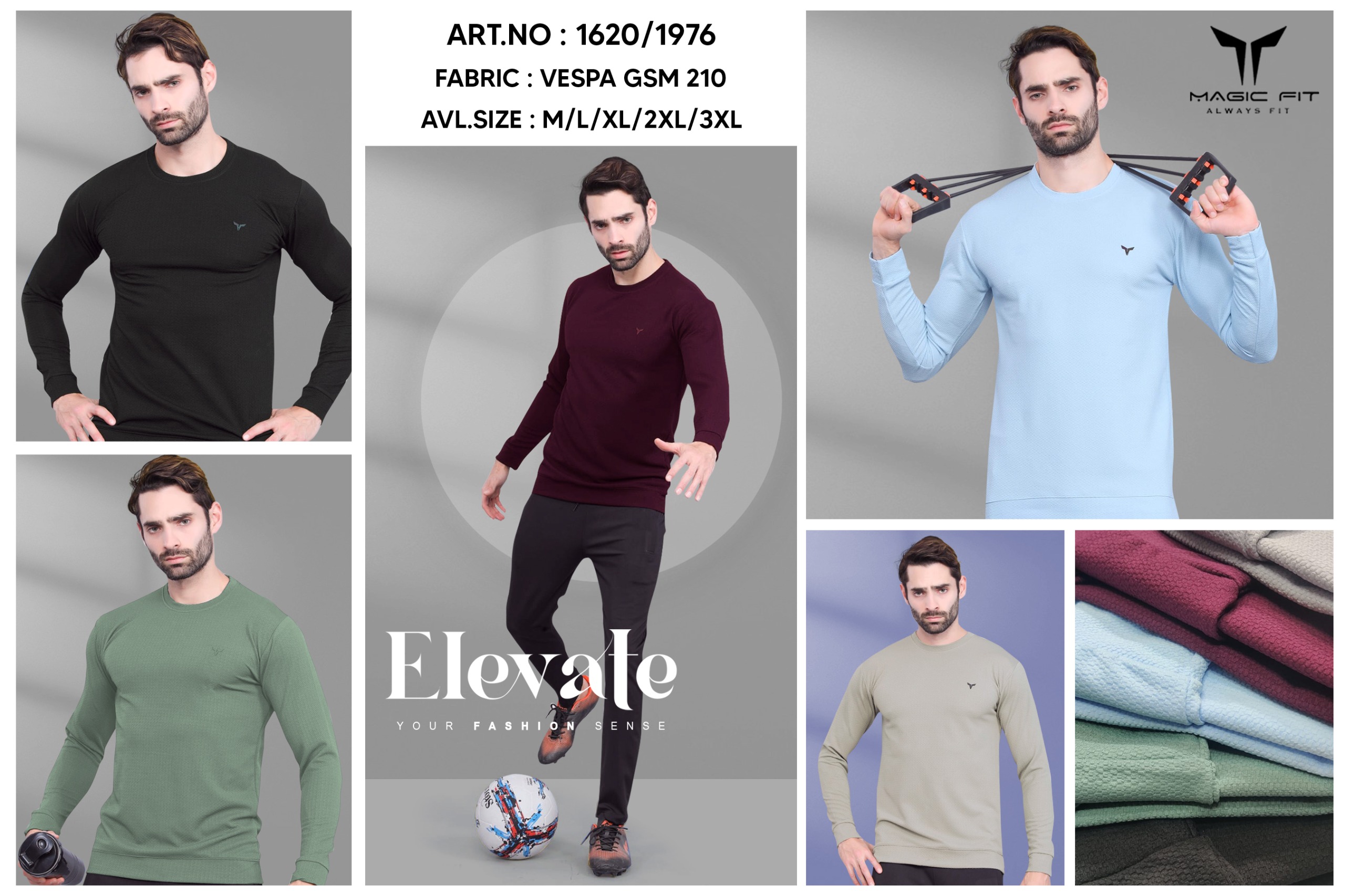 BRAND :-MagicFit  MENS Full Sleeve Round Neck with Tshirt in Vespa Fabric,1620/1976 2XL