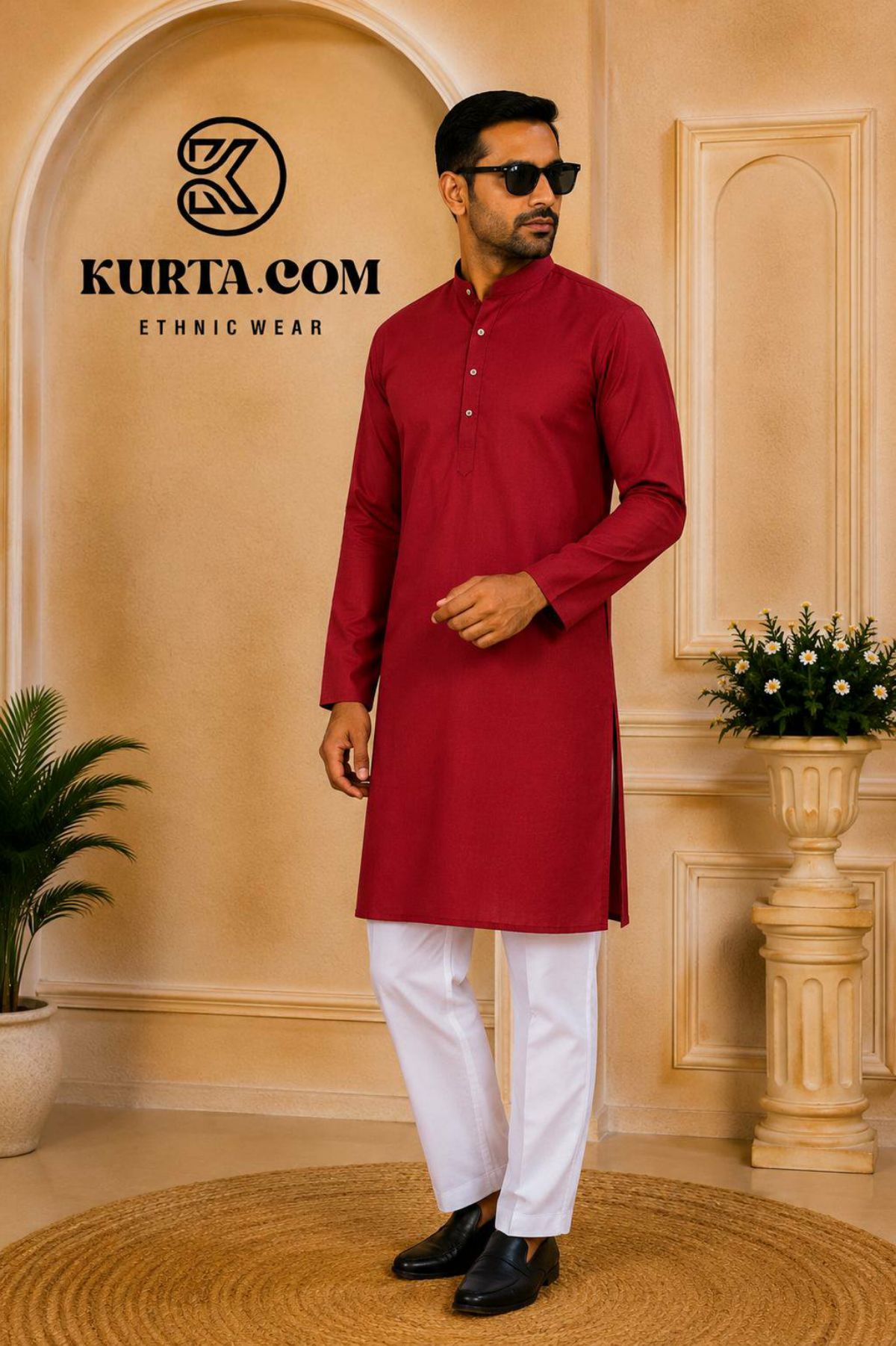 Plain Maroon Colour Kurta Pajama