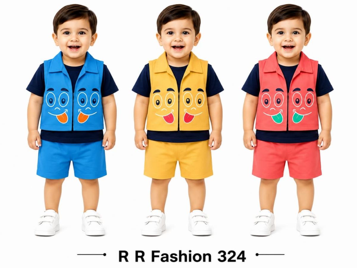 R R FASHION- Kids T-shirt & nikker Clothing Set-324