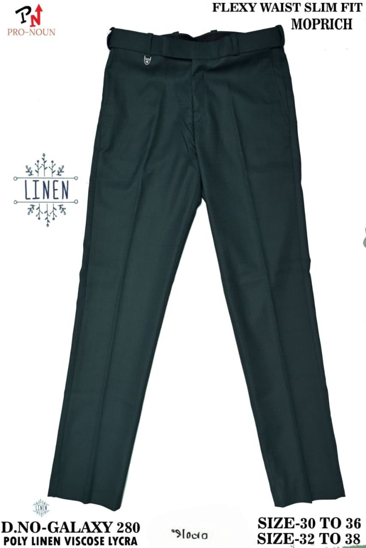 Pro-Noun Men's  Formal Trouser Pants With Adjustable belt D No- Galaxy-280-(32-38)- Morich