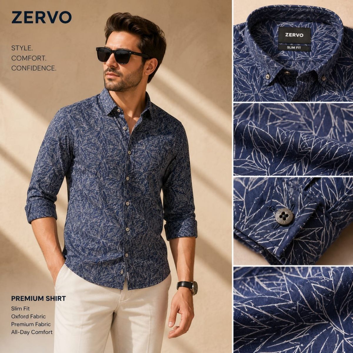 Zervo Men's Cotton Oxford Printed Shirts