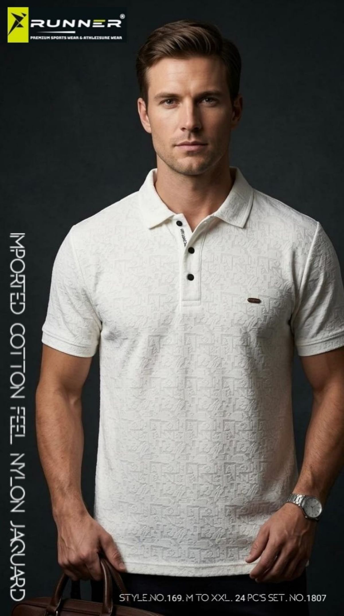 RUNNER Men's Coller Half Sleeve Touch Button Polo T-shirts Set D No- 169
