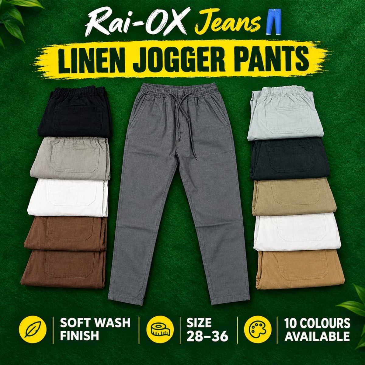 Men's Linen Joggers Pants- Rai Ox