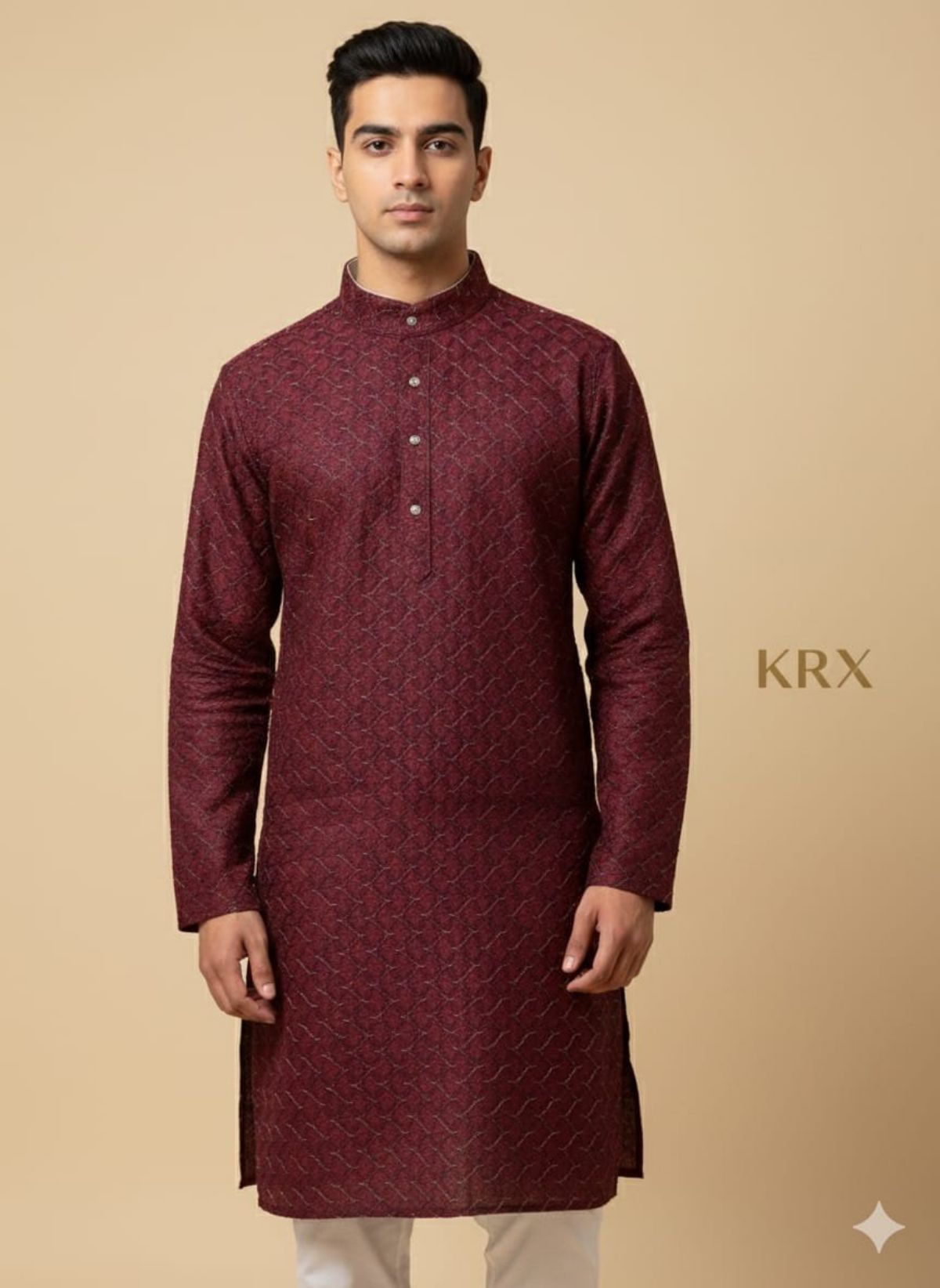 KRX Men's Designer W Printed Poly Viscose Kurta Pajama Set
