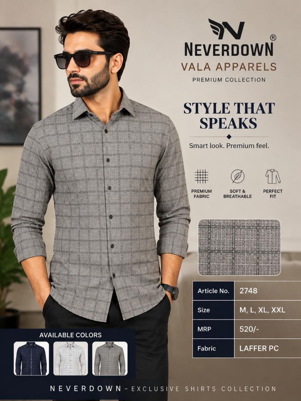 Never Down Men's Laffer PC Shirts
