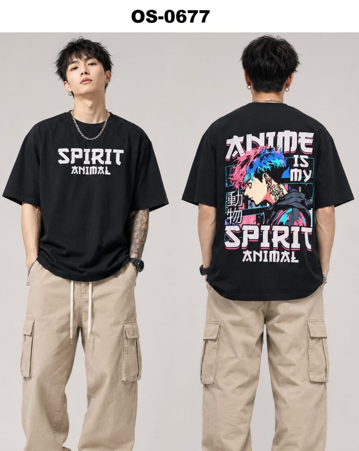 TOMHIDDLE MENS OVERSIZED PRINTED DOWN SHOULDER T-SHIRT- A4-OS-0677
