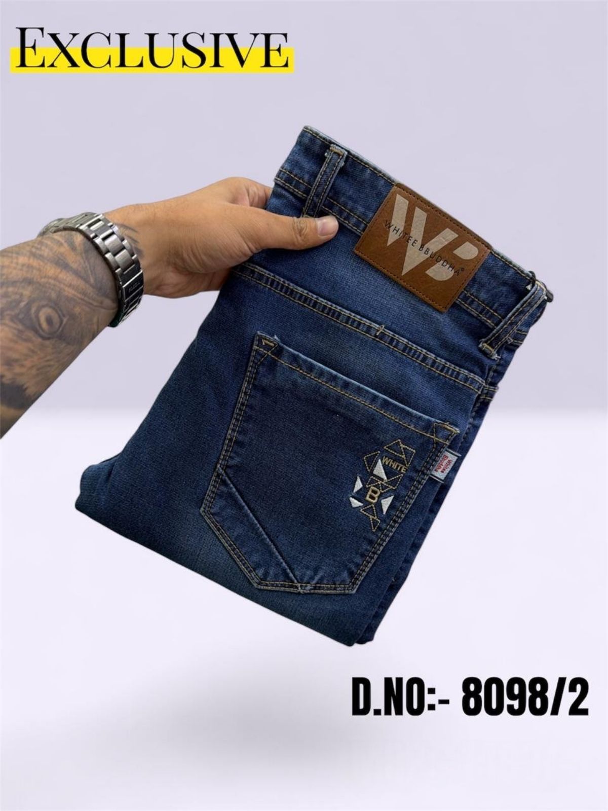 Whitee Budhha Men's Denim Cotton Knit Jeans -8098/2