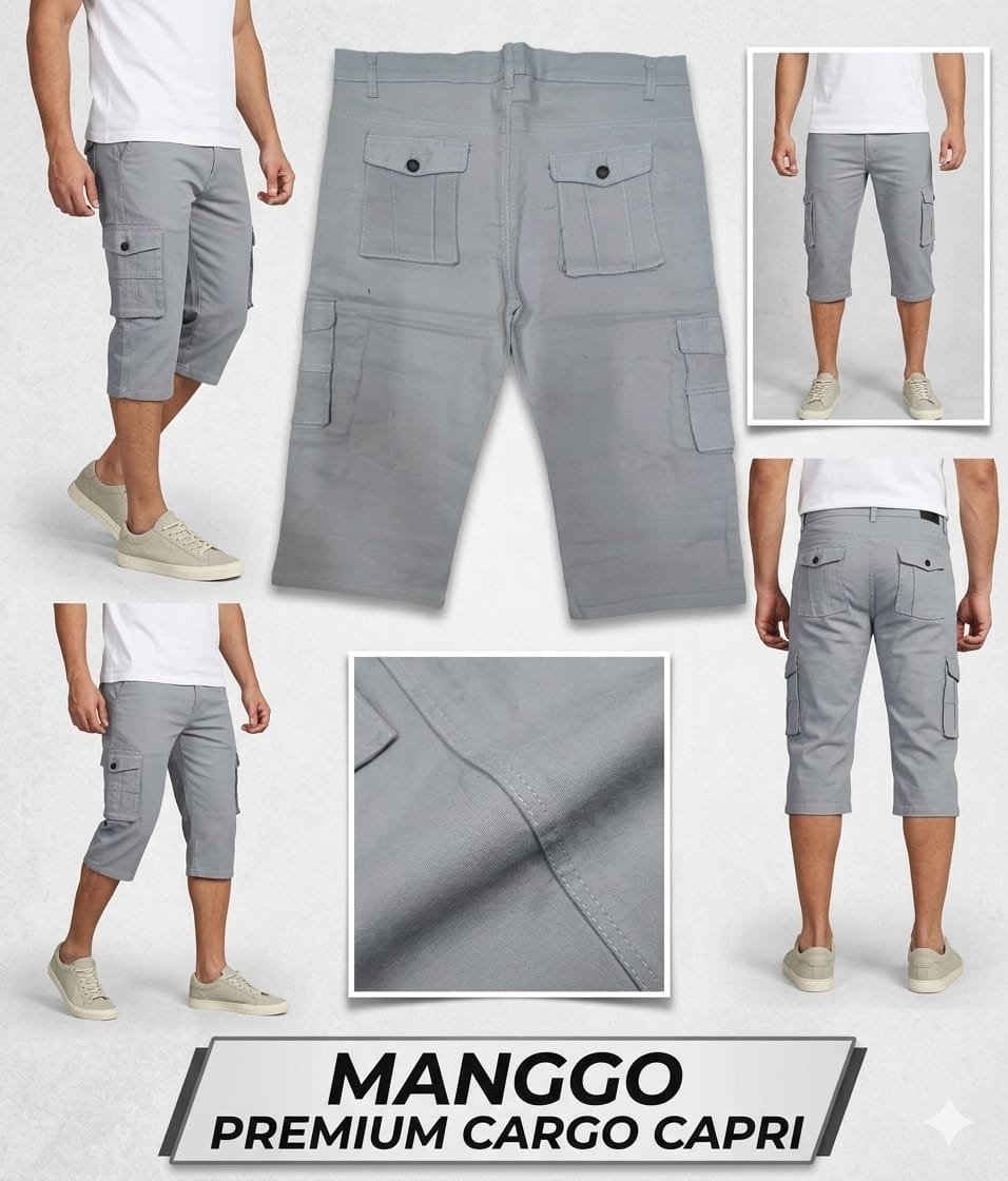Mango Six Pockets Men's Capri- Light Grey