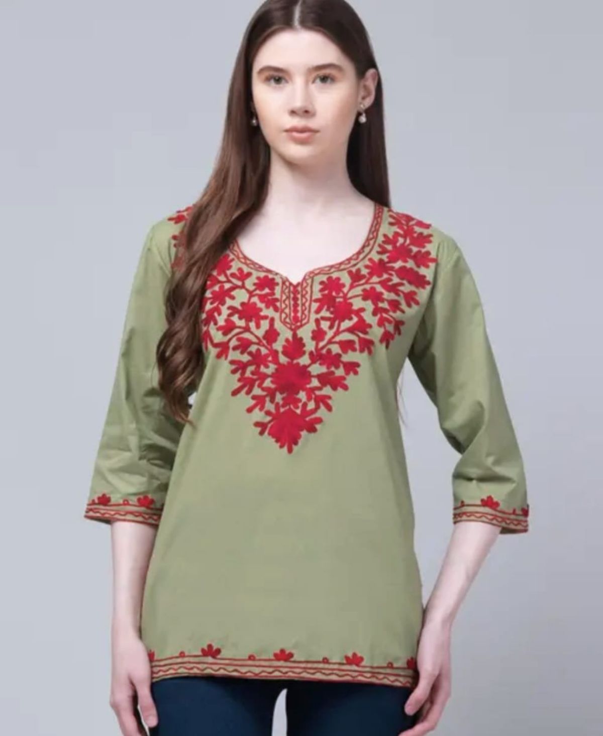 Women's Plain Short Cotton Kurta