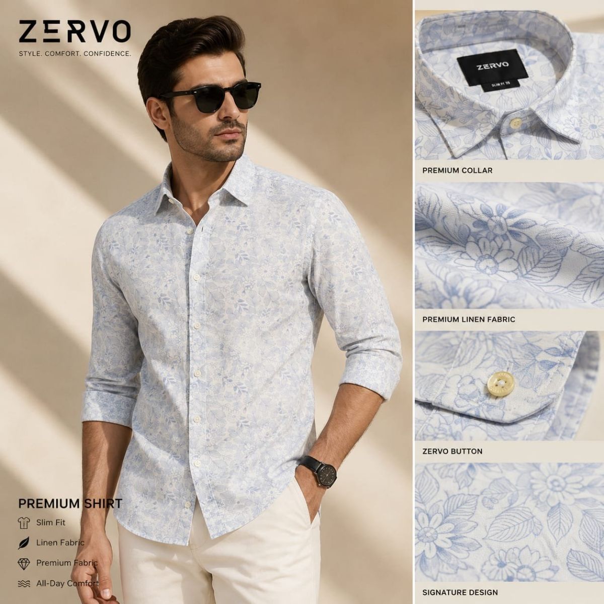 Zervo Men's Linen Printed Shirts