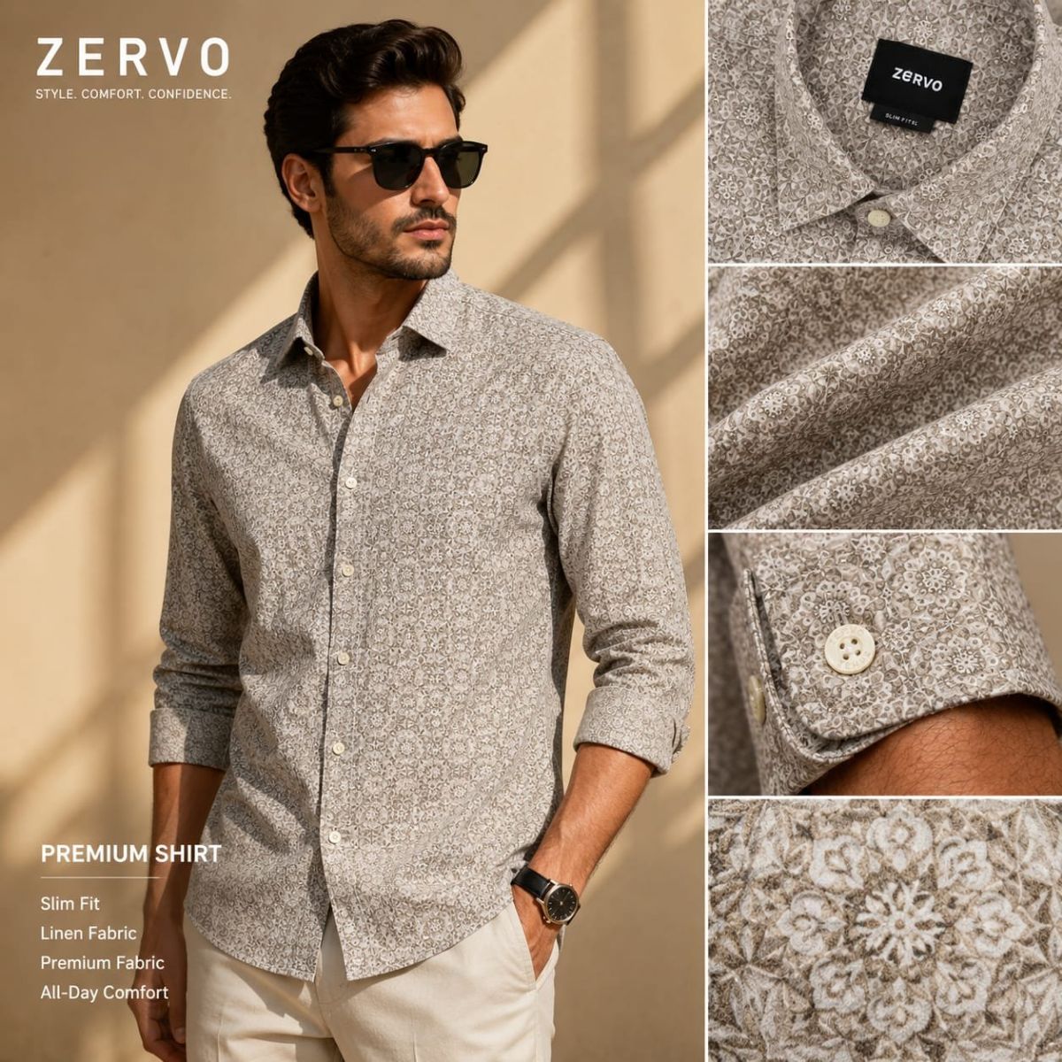 Zervo Men's Linen Printed Shirts