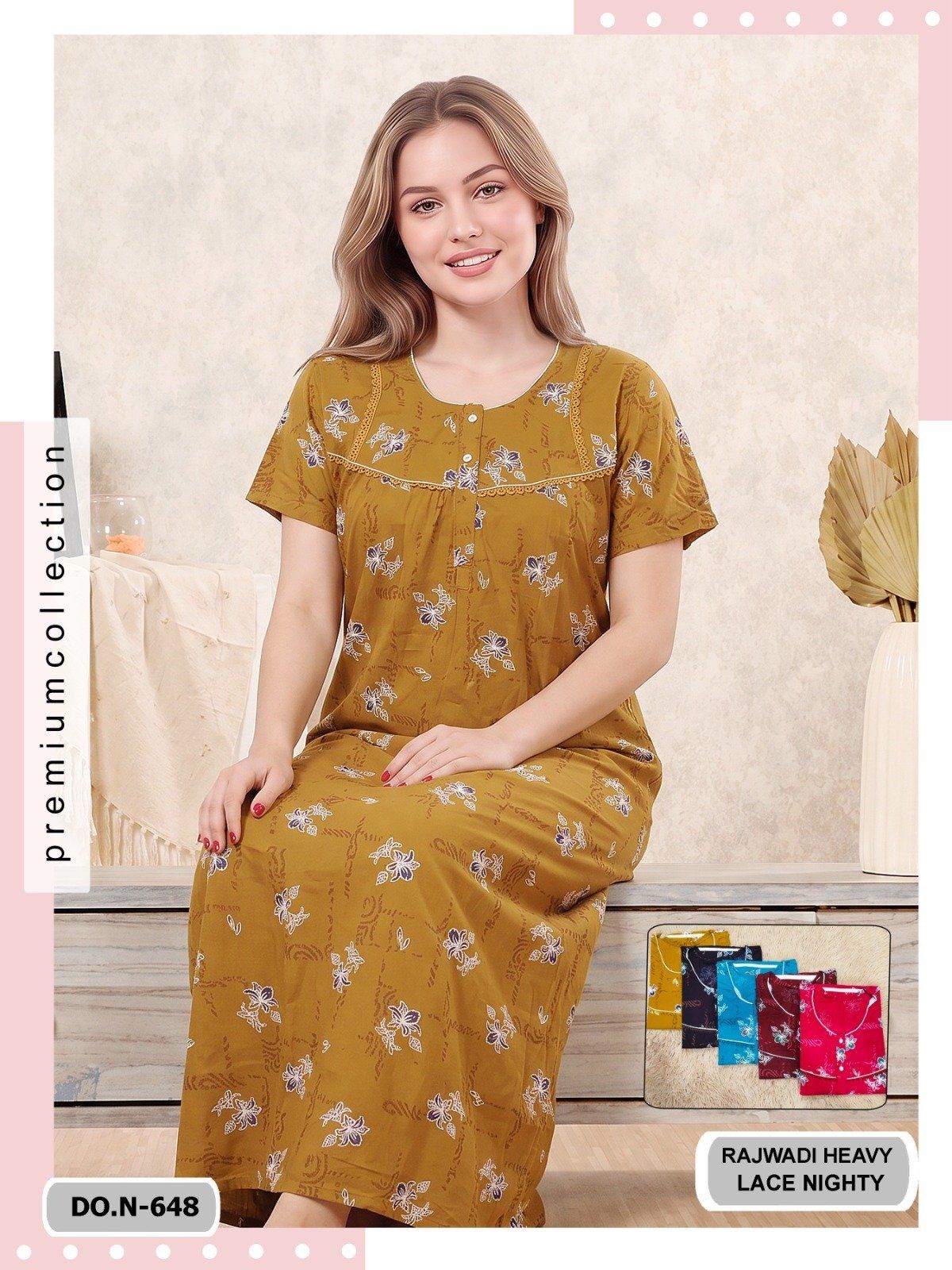 Seven Cross Women's Rajwadi Cotton Nighty D No-648