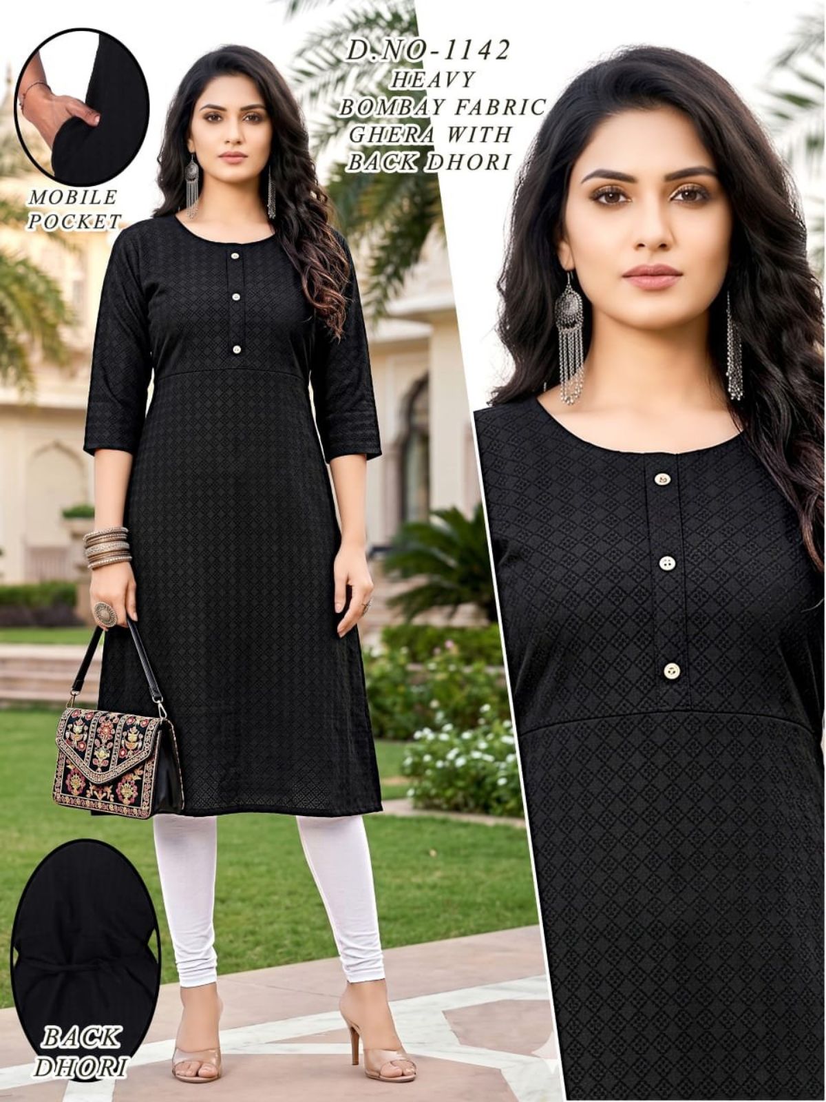 Women's Bombay Ghera With Back Dori and Mobile Pocket Suit-1142